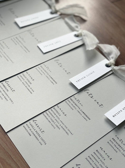 Luxury "Jessie" Menu with name tag