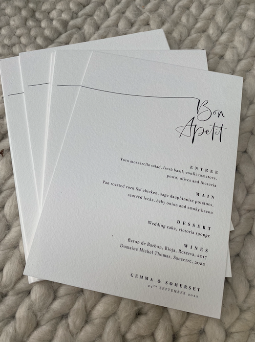 "Bon Apetit" Menu