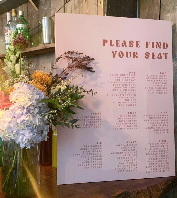 "Charlotte" Table Plan Sign