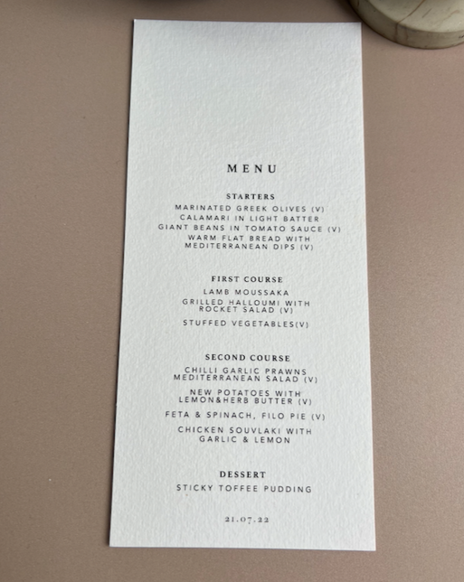"Eloise" Menu