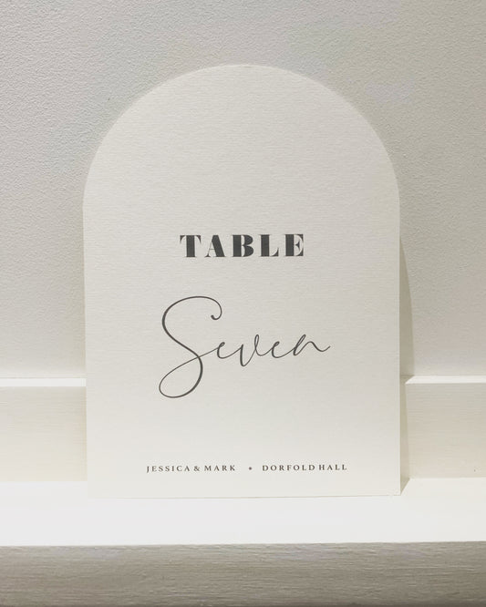 "VALENTINA" Arched Table Number Sign
