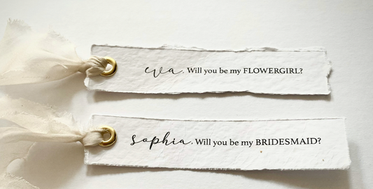 Bridesmaid/flower girl tags